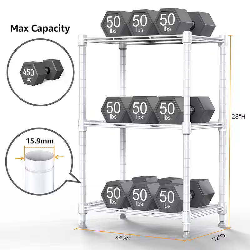 3/4/5/6/7/8 Tier Storage Shelves-Adjustable Wire Shelving Rack-Multi Sizes