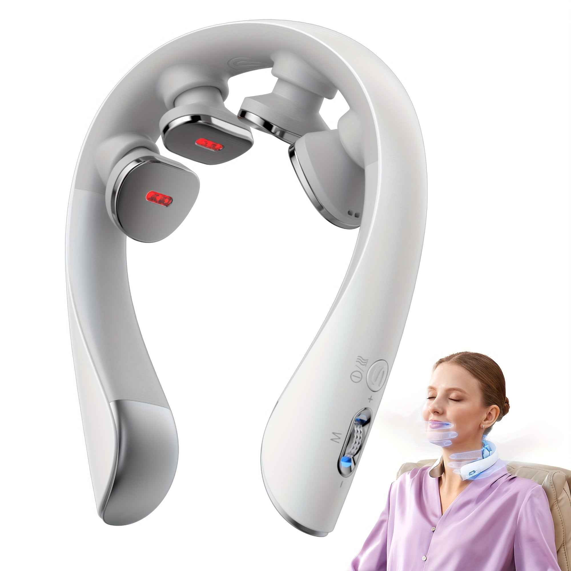 Neck Massager with Heat Cordless Portable Deep Kneading Muscle Relaxer