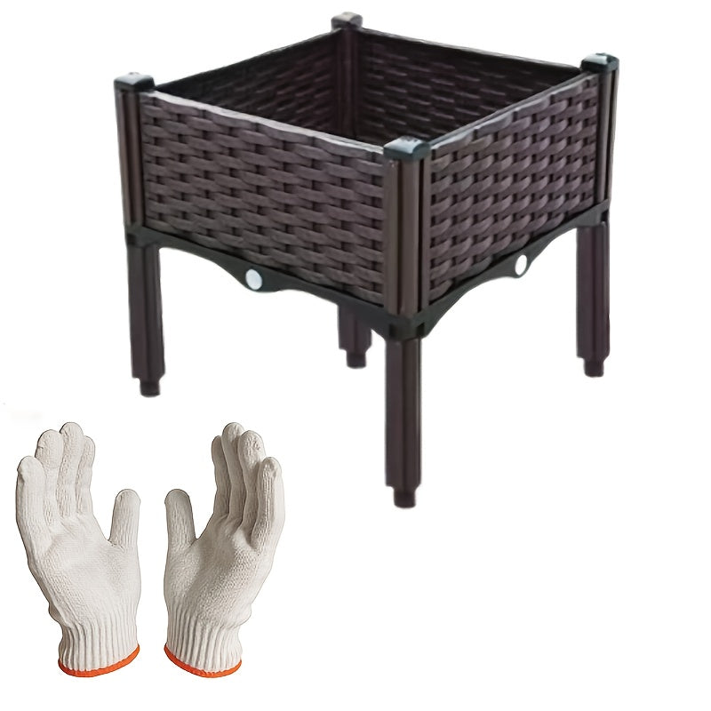 Raised Garden Bed Planter Box w/ Drainage Outdoor Balcony Vegetable Flower