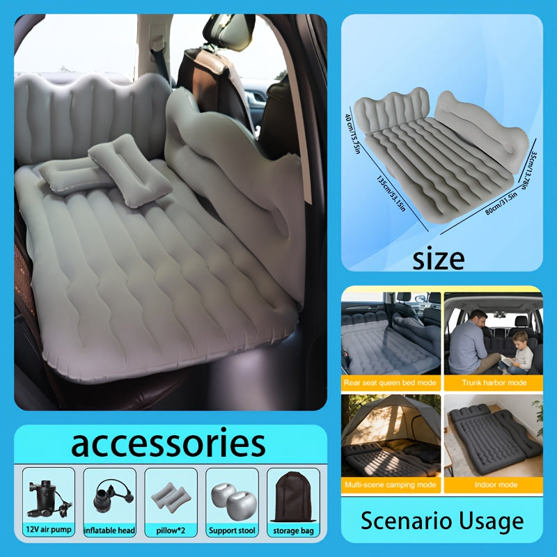 Car Inflatable Mattress Back Seat Bed SUV Travel Air Bed w/ Pump & Pillows