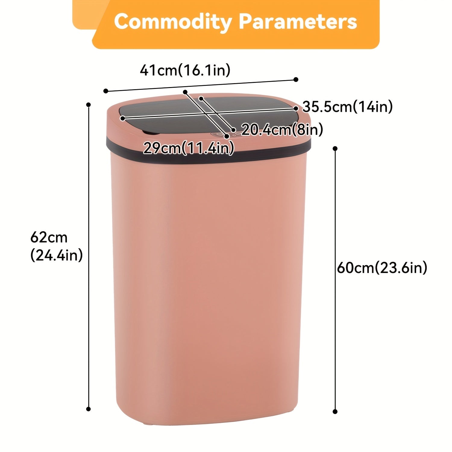 13 Gallon 50L Automatic Trash Can Touchless Motion Sensor Kitchen Garbage Bin