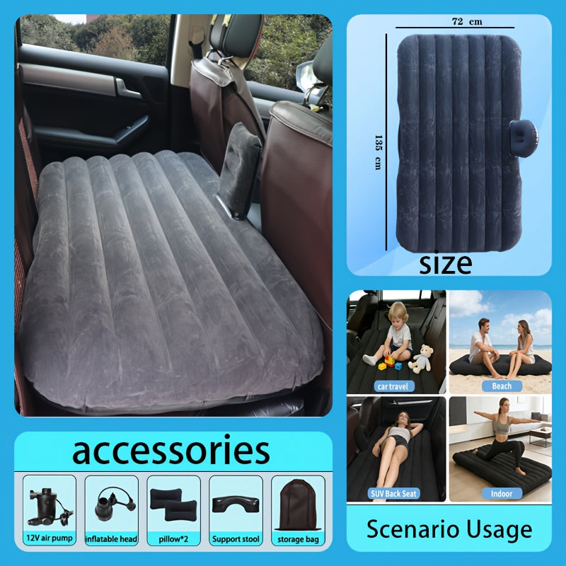 Car Inflatable Mattress Back Seat Bed SUV Travel Air Bed w/ Pump & Pillows