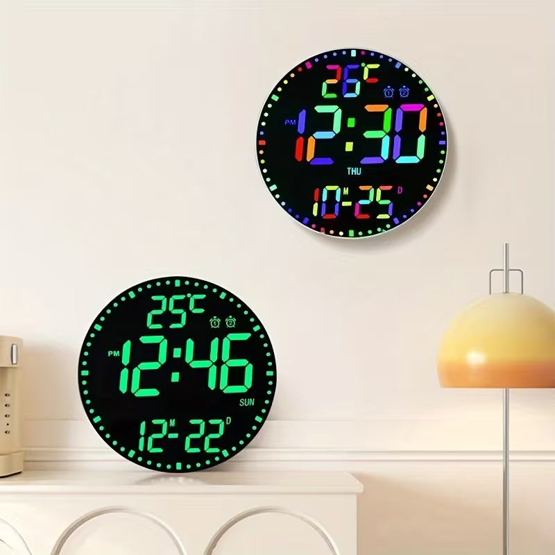 Round LED Mirror Wall Clock with USB Timer for Home and Office