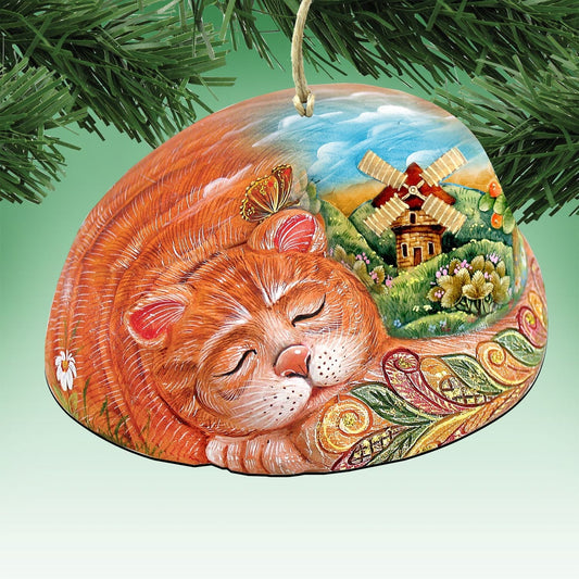 Country Cat Wooden Ornament