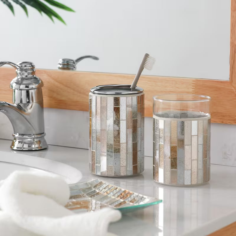 5-Piece Decorative Mosaic Glass Bathroom Accessories Set