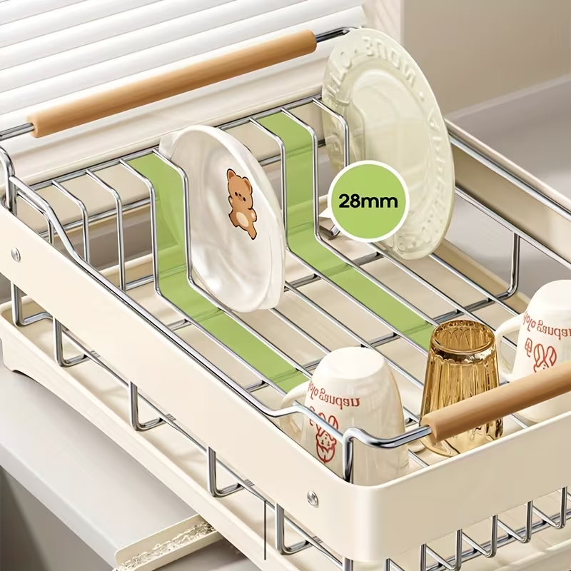 Stainless Steel Dish Drying Rack with Utensil Holder
