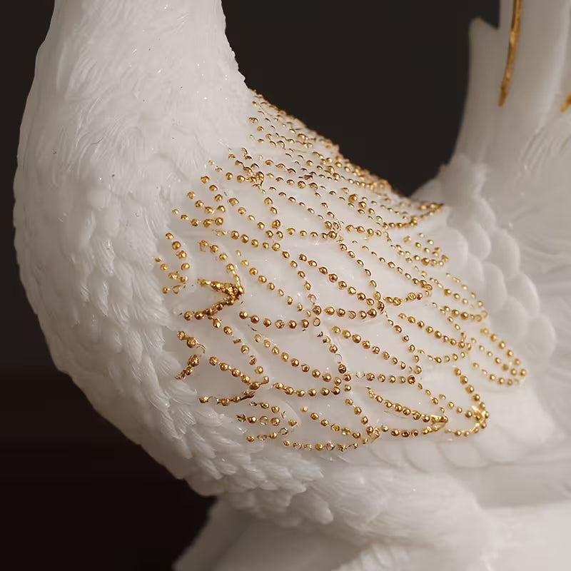 6.7-Inch Elegant White Peacock Hand-Painted Resin Decorative Vase