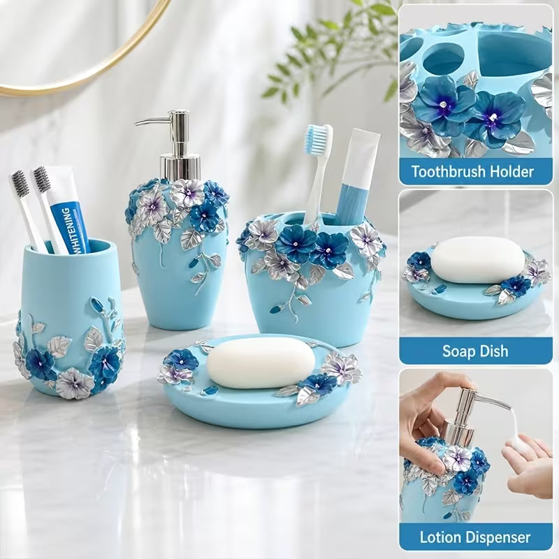 5-Piece Vintage Bathroom Accessories Set with Soap Dispenser