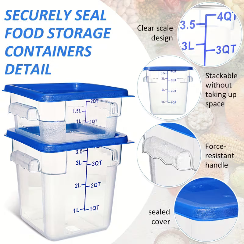 8-Piece Square Food Storage Containers Set with Lids