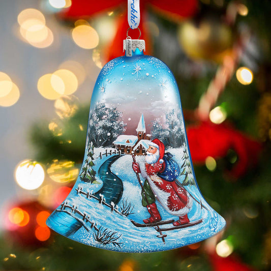 Sledging Santa Ball Glass Ornament