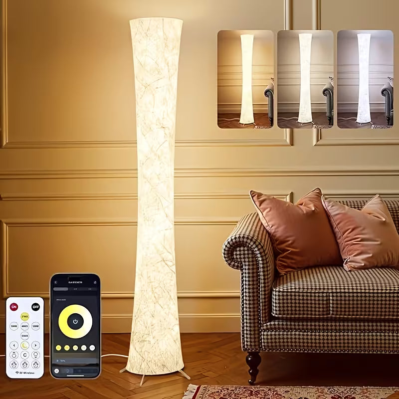 61in Soft Light LED Floor Lamp with White Fabric Shade