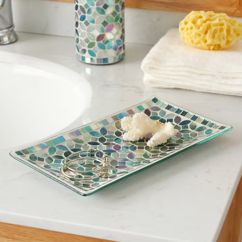 5-Piece Decorative Mosaic Glass Bathroom Accessories Set