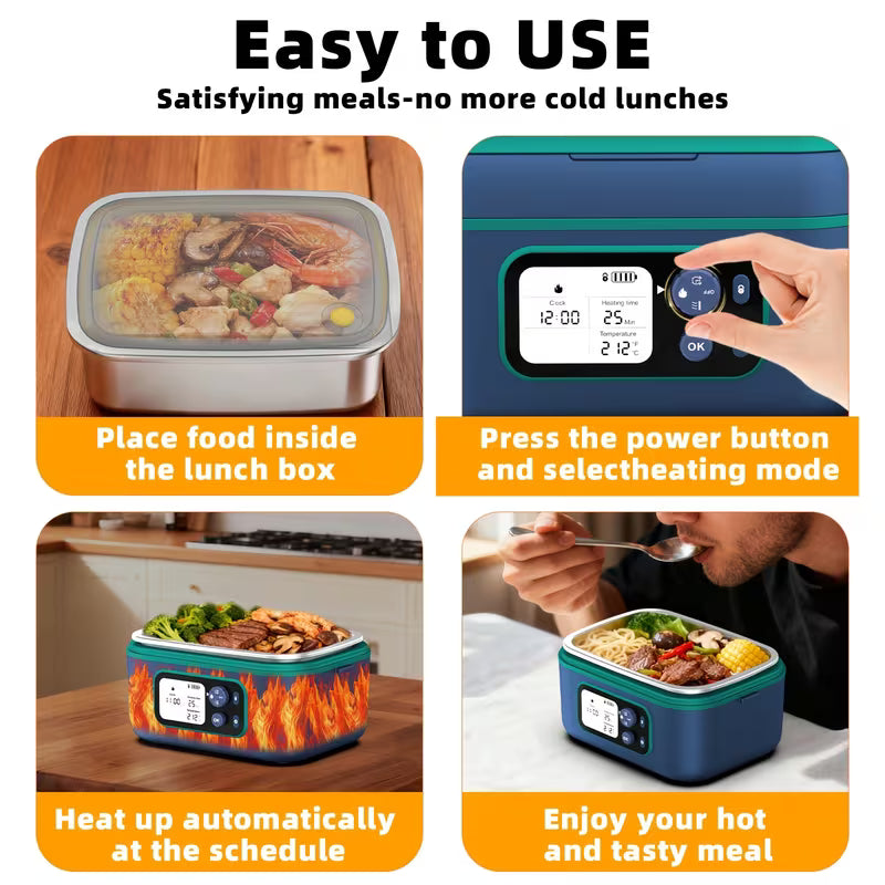 24000mAh Cordless Self-Heating Lunch Box with Schedule Timer