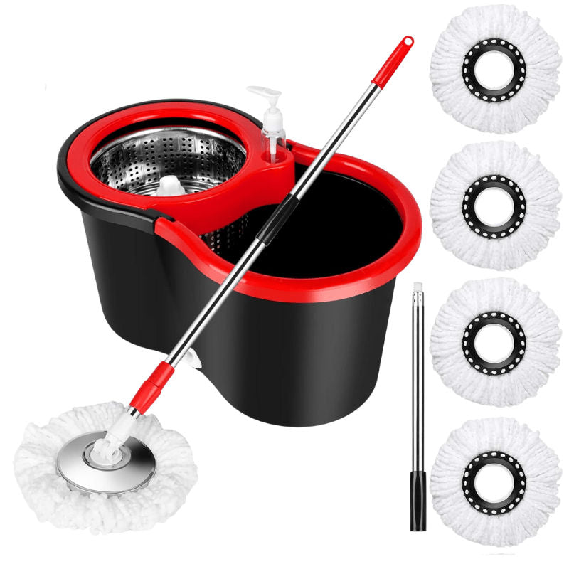 360 Spin Mop and Bucket Set with 4 Microfiber Heads