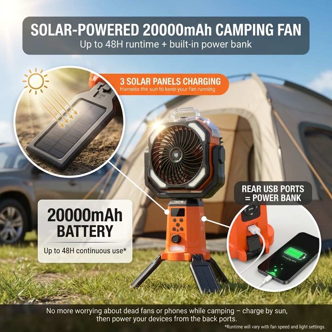 Portable Camping Fan Humidifier Lantern Power Bank