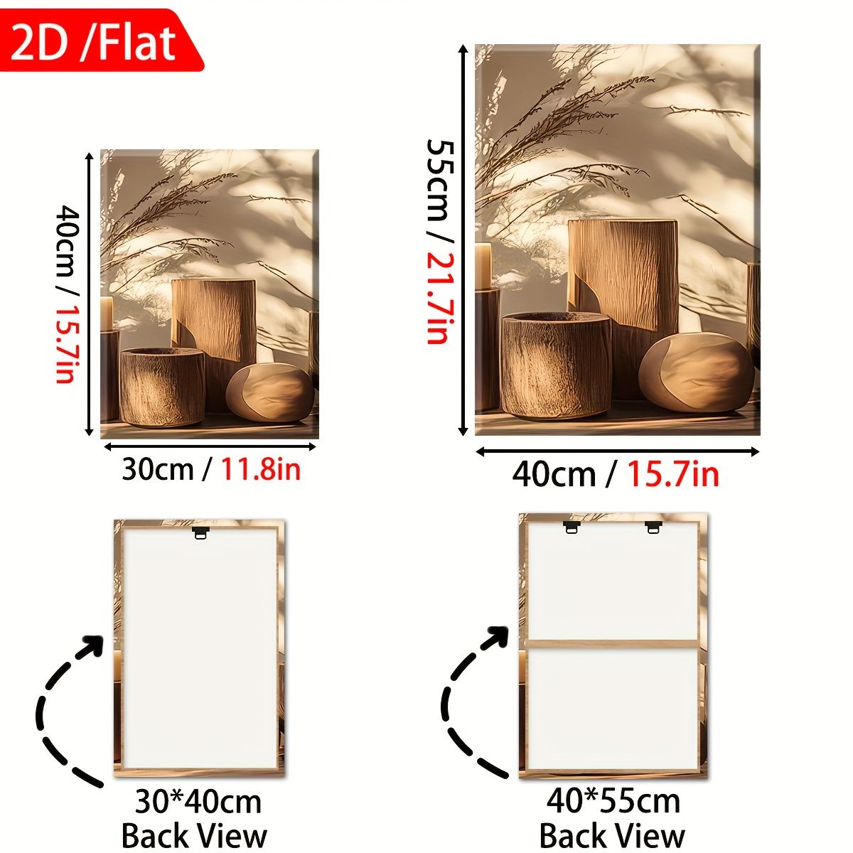 3-Piece Framed Canvas Wall Art Potted Plant Set