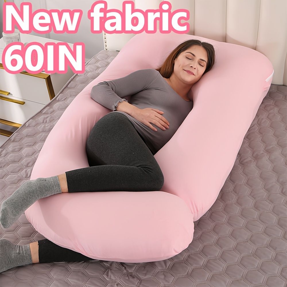 60 Inch J-Shaped Full Body Maternity Pillow with Velvet Pillowcase
