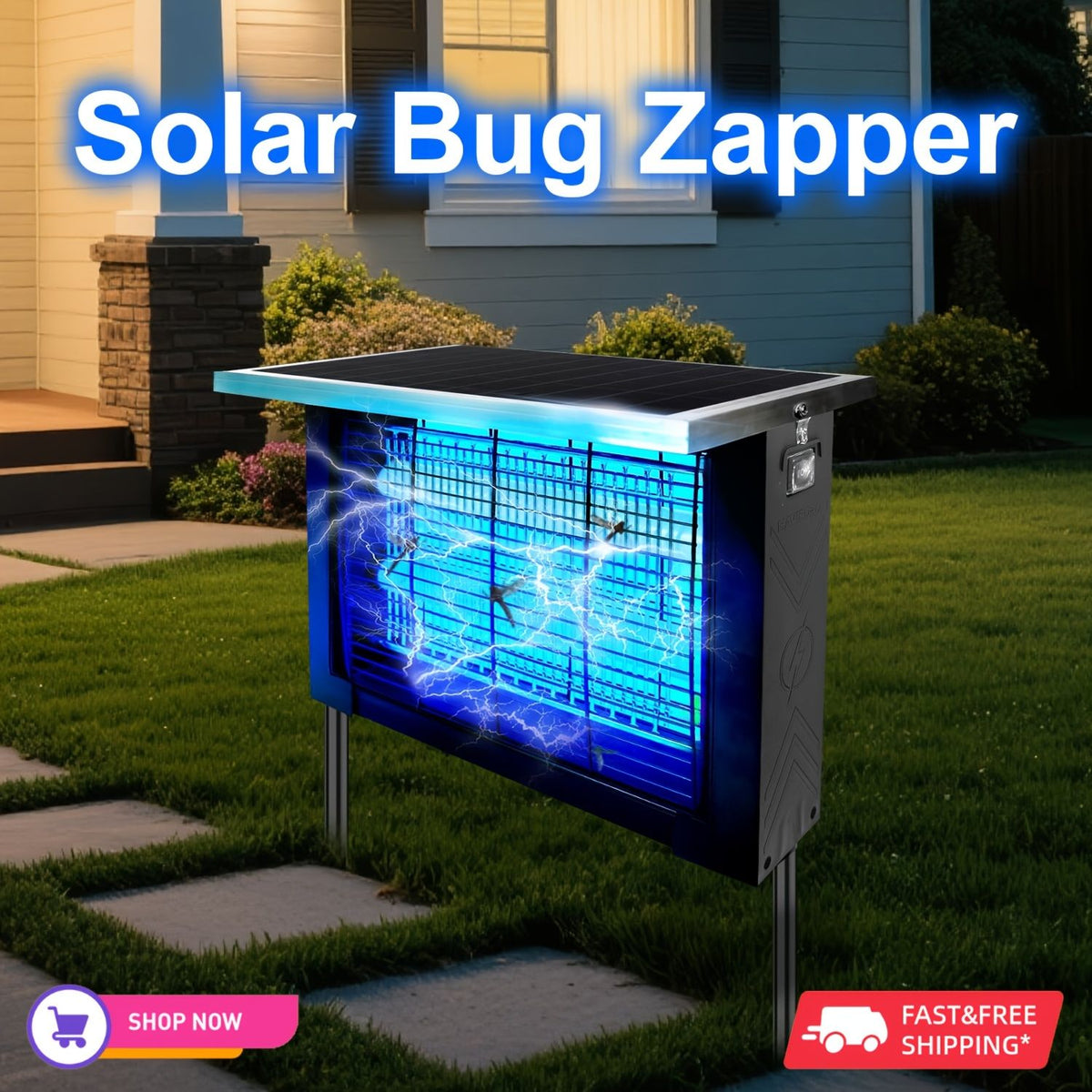 Solar Bug Zapper Outdoor Rechargeable Mosquito Fly Trap