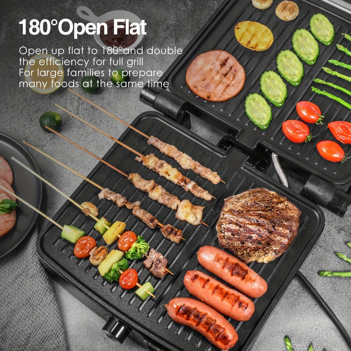 1200W Nonstick Sandwich Maker Grill with Adjustable Temperature