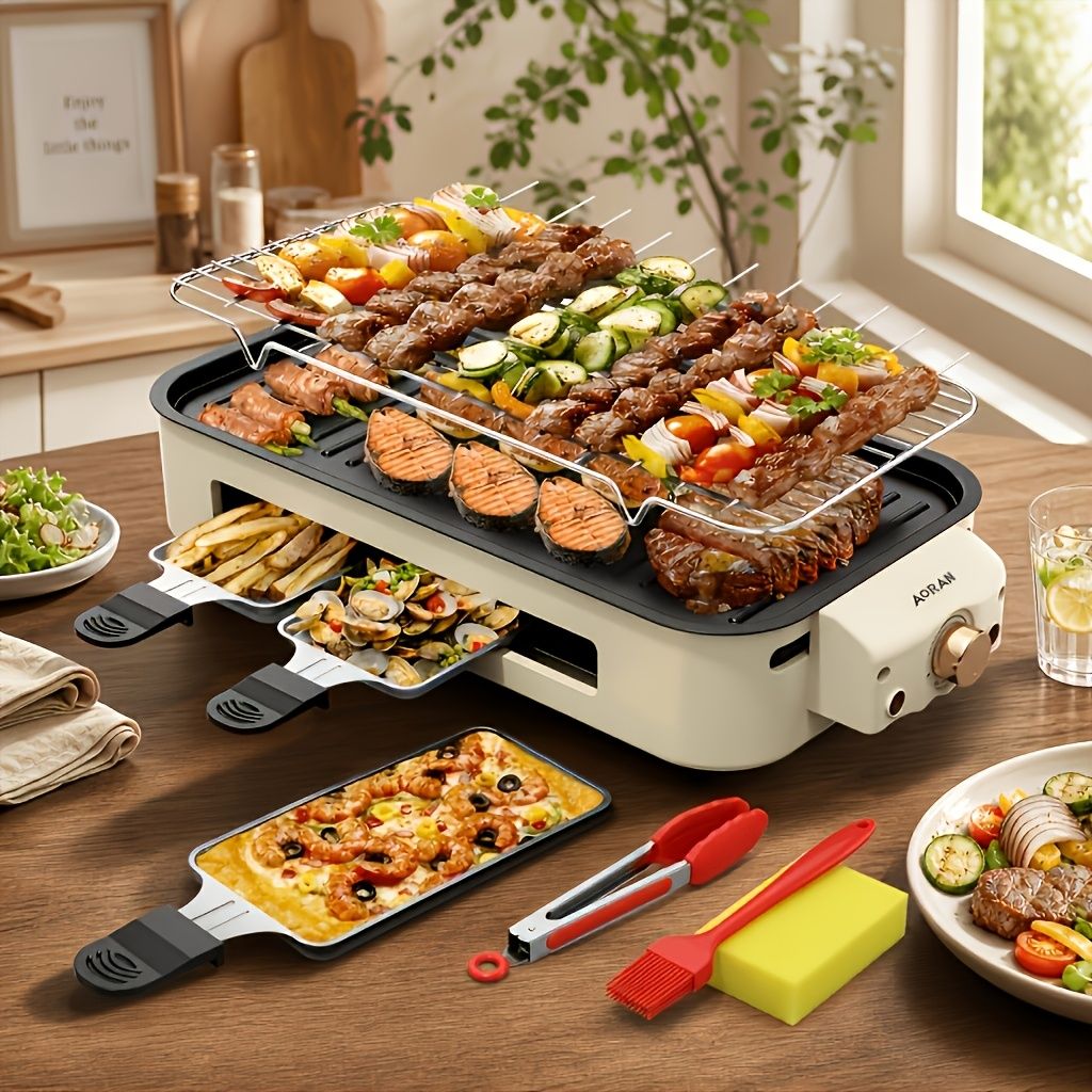 Electric BBQ Grill Nonstick Adjustable Temperature