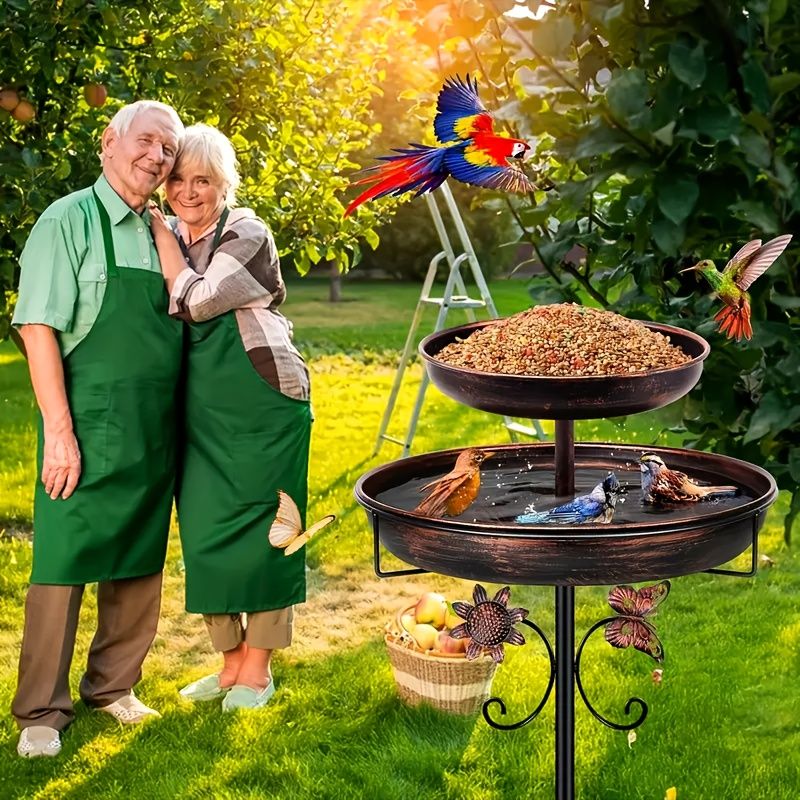 Double Layer Metal Bird Bath Tub
