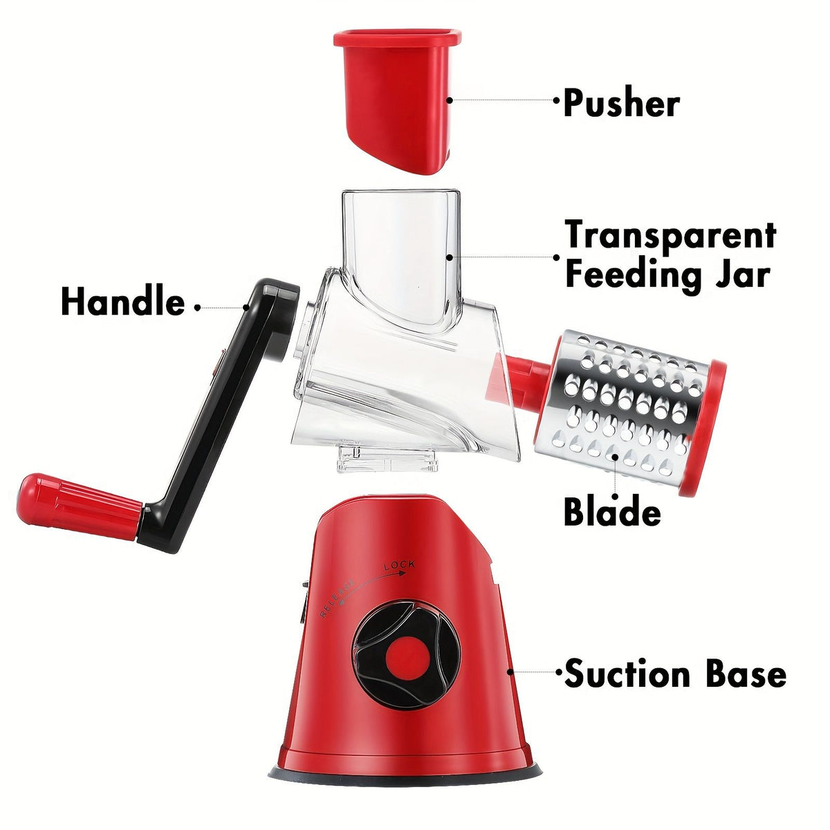 Crank 3-Blade Cheese and Vegetable Grater with Suction Base