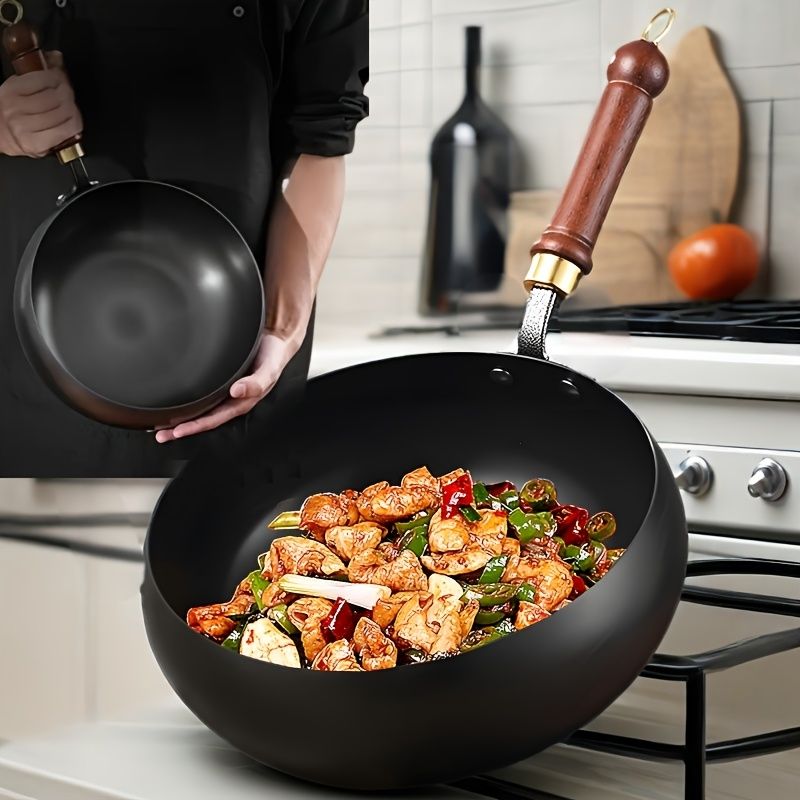 Japanese Large-Bellied Non-Stick Wok with Heat-Resistant Handle