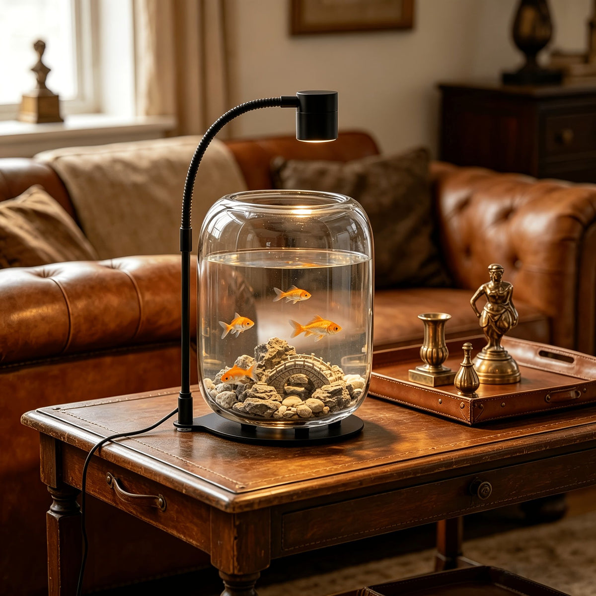Open Top Glass Terrarium with USB Growth Light