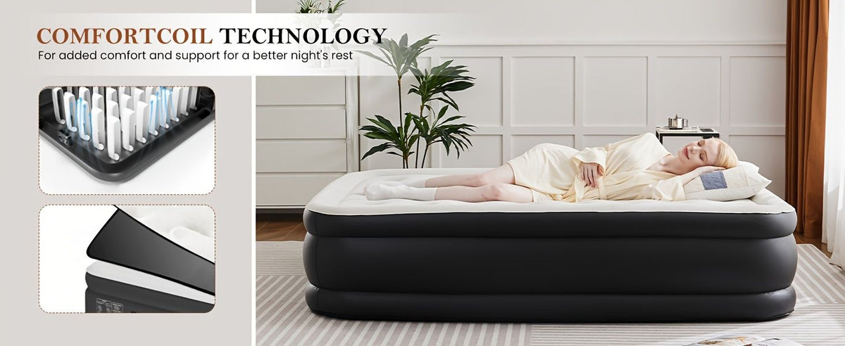 Coil Beam Air Mattress with Plush Velvet Top