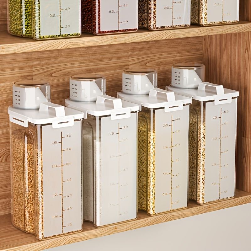 4-Piece Sealed Grain Storage Container Set with Pouring Port