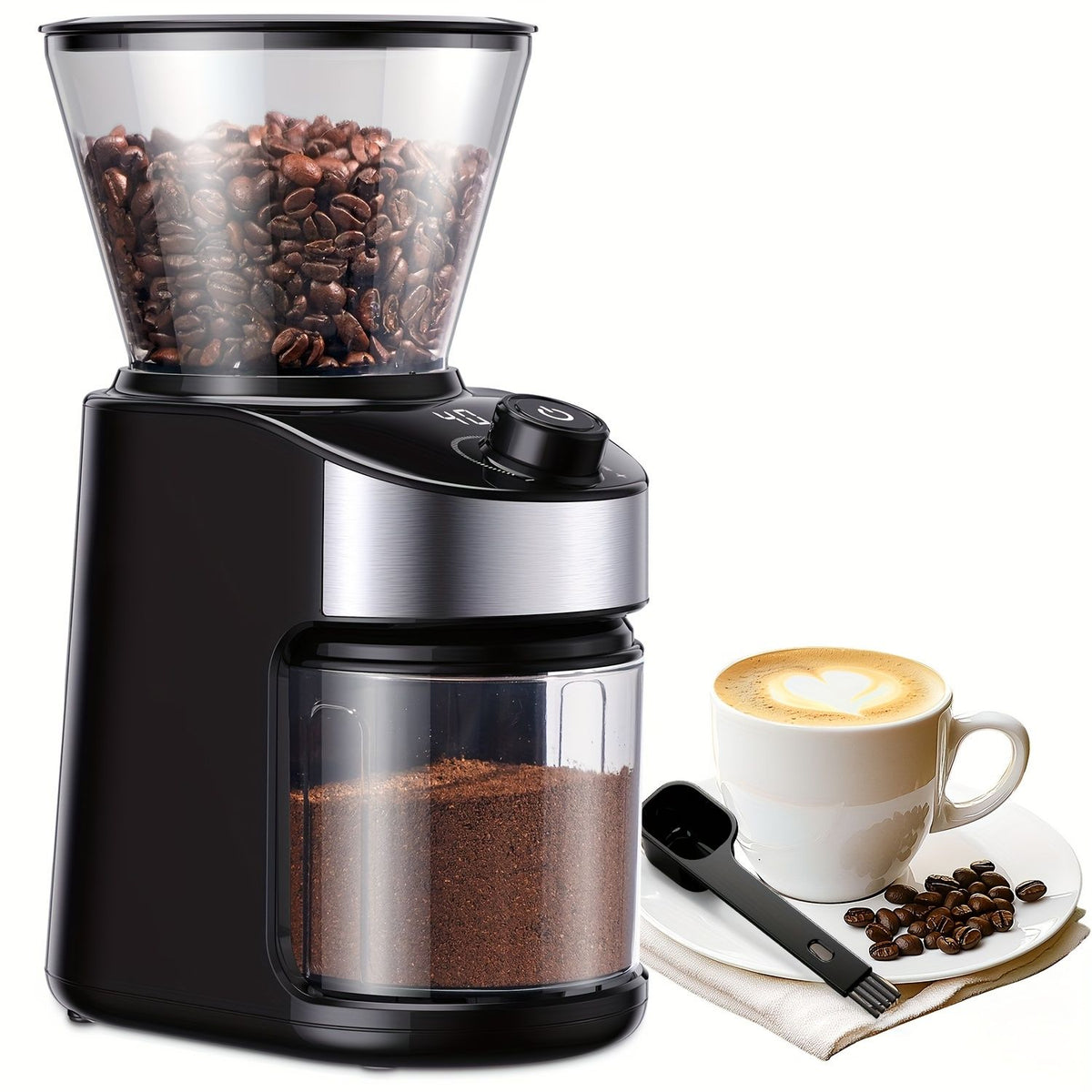 Electric Burr Coffee Grinder with Digital Timer 25 Grind Settings