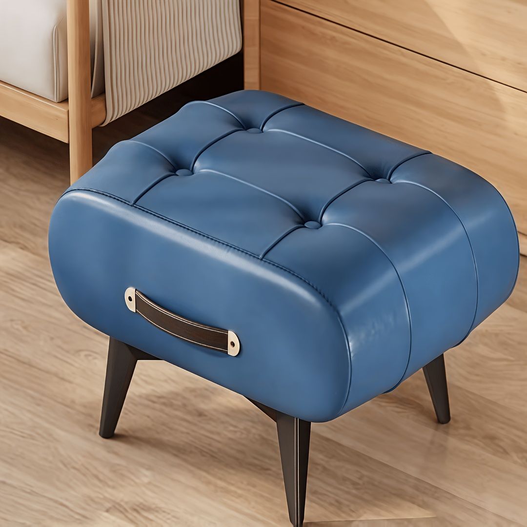 Retro Faux Leather Square Footstool
