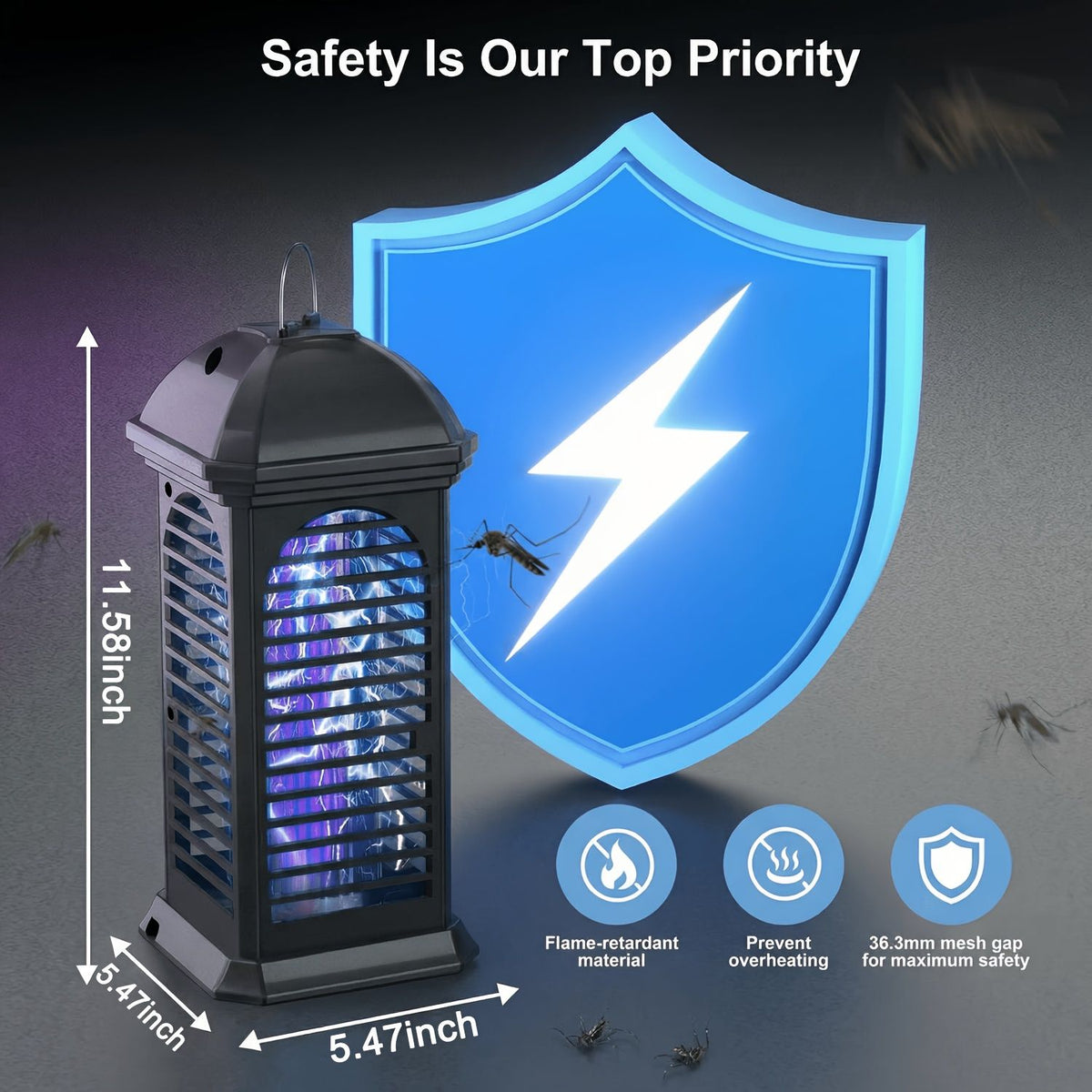 Electric Bug Zapper Fly Trap Metal Mesh