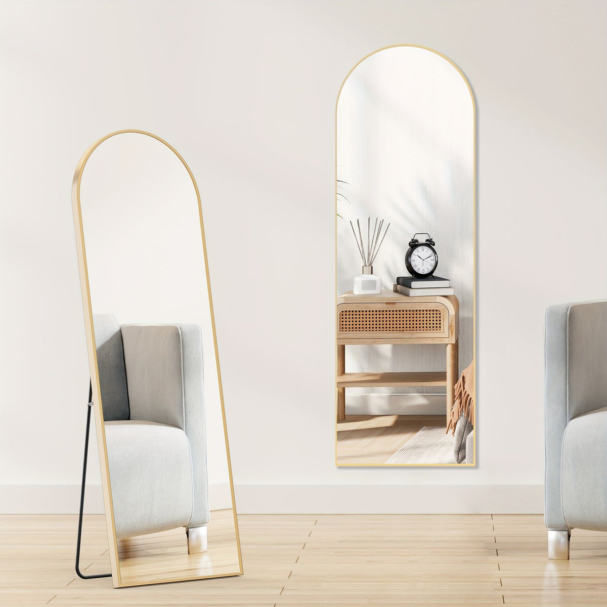 Arched Full Body Floor Mirror with Stand