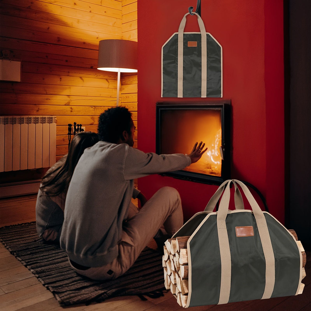 Heavy Duty Large Firewood Carrier Tote Bag