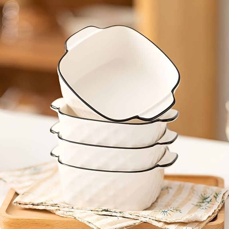 Square Ceramic Baking Dishes Set of 3 with Handles