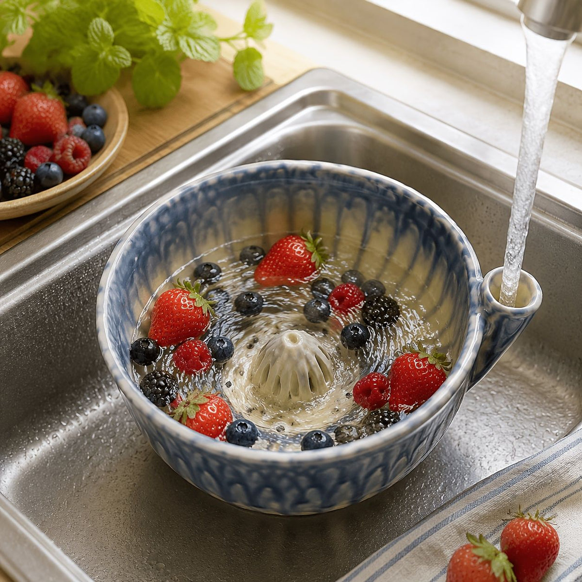 Ceramic Self-Cleaning Fruit Basket