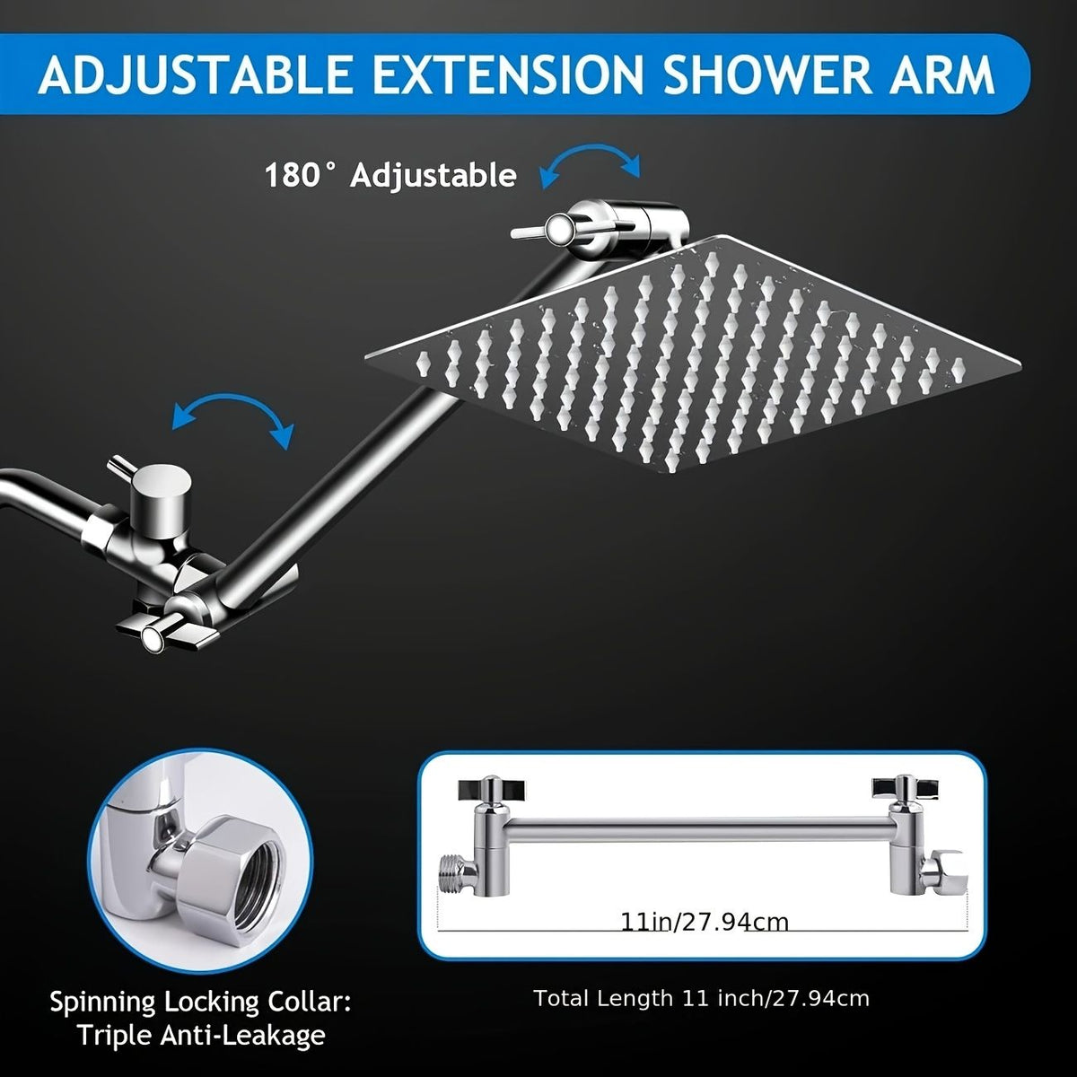 High Pressure Shower Head with Handheld Spray 9 Settings