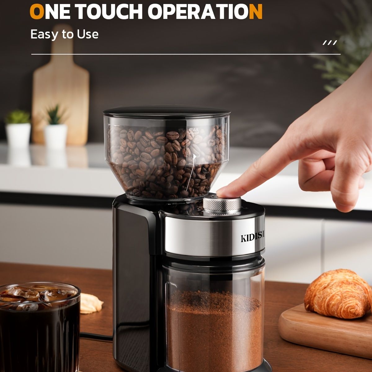 Electric Coffee Grinder with Adjustable Burrs 15 Settings