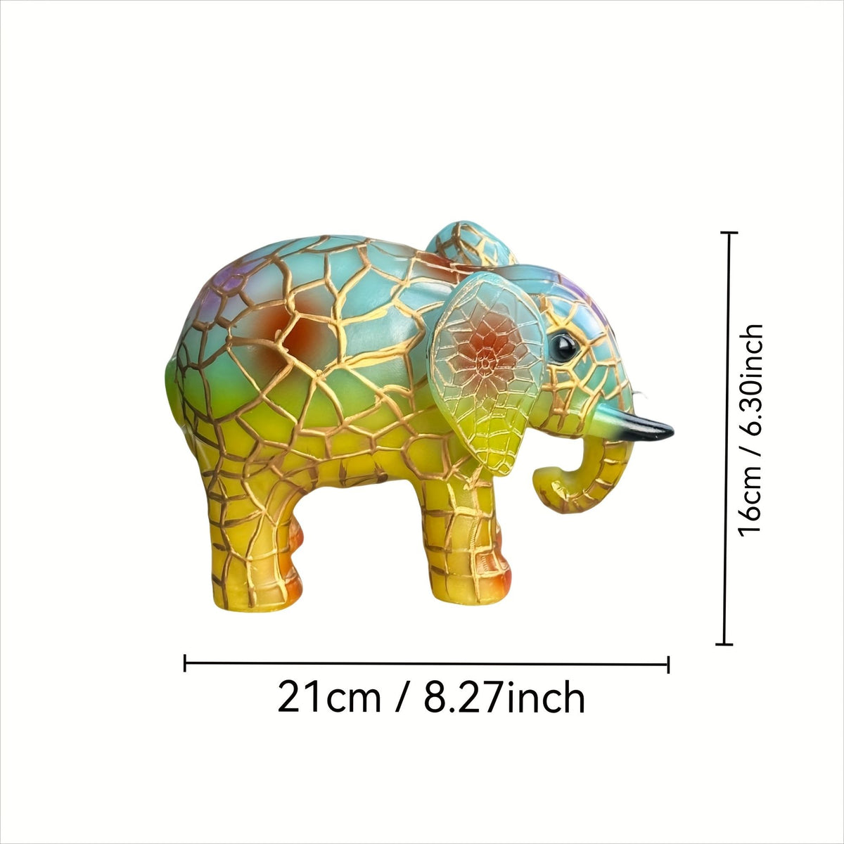 Stained Glass Elephant LED Lamp USB Resin Sculpture
