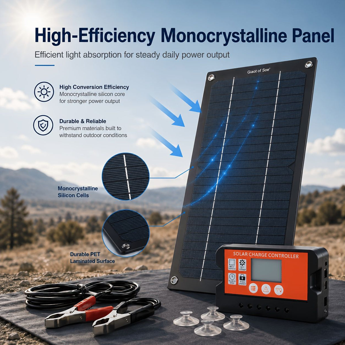 Foldable Portable Solar Charging Kit with 100A Controller