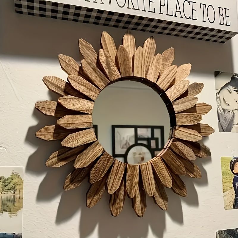 Round Sunflower Wall Mounted Makeup Mirror