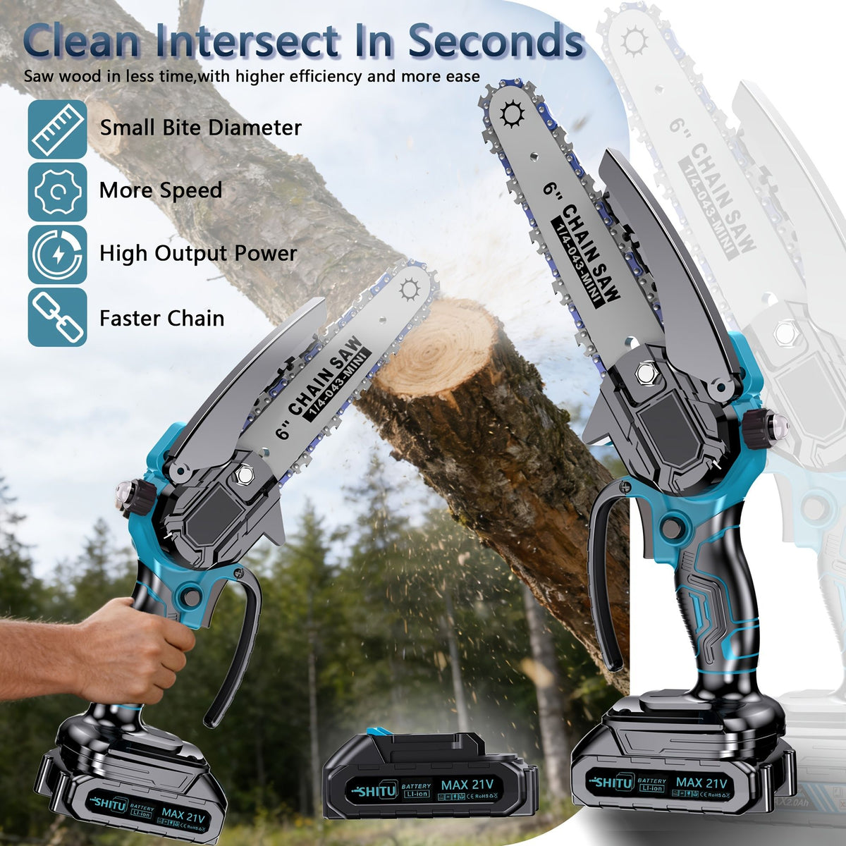 Mini Cordless Handheld Chainsaw with Safety Lock