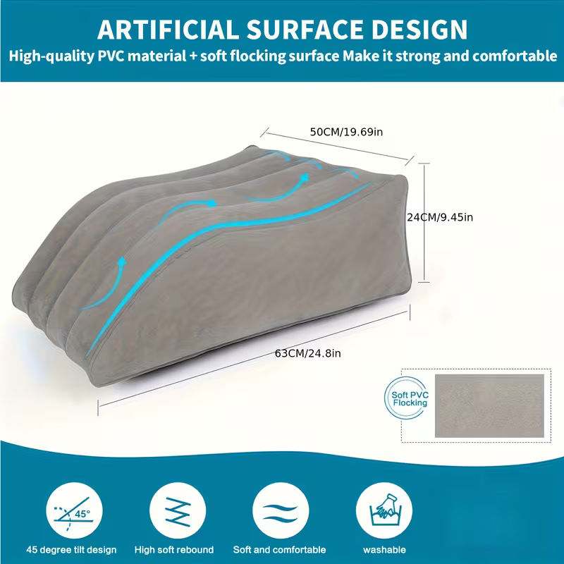 Inflatable Leg Pillow Microfiber Grey