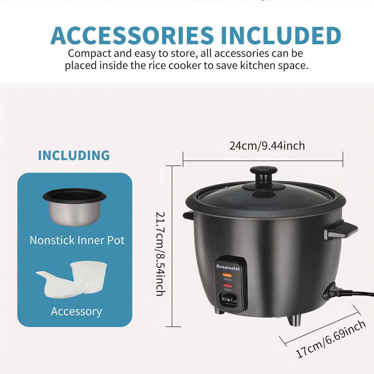 Rice Cooker with Removable Non-Stick Pot and Yogurt Maker