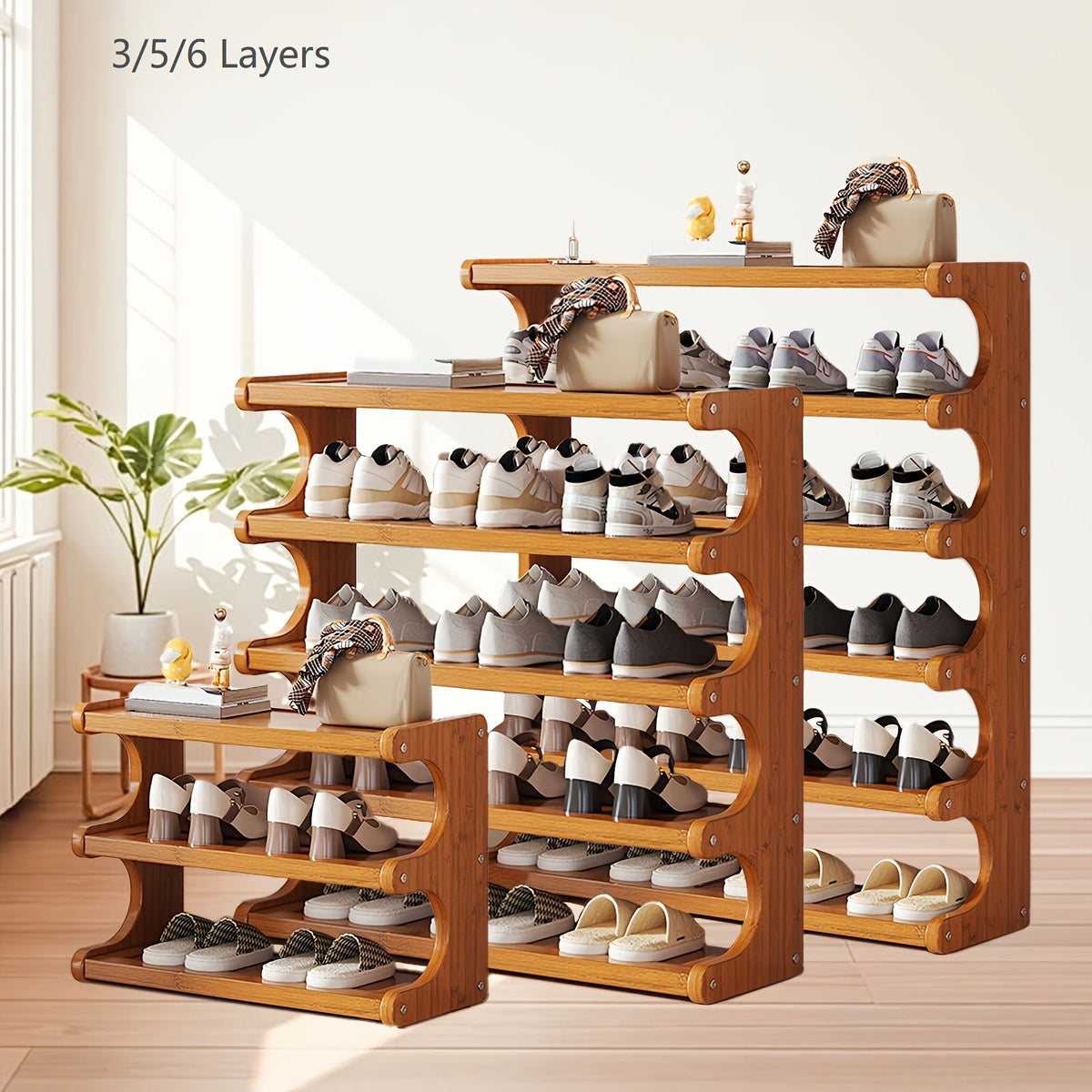 Bamboo Shoe Rack Storage Organizer