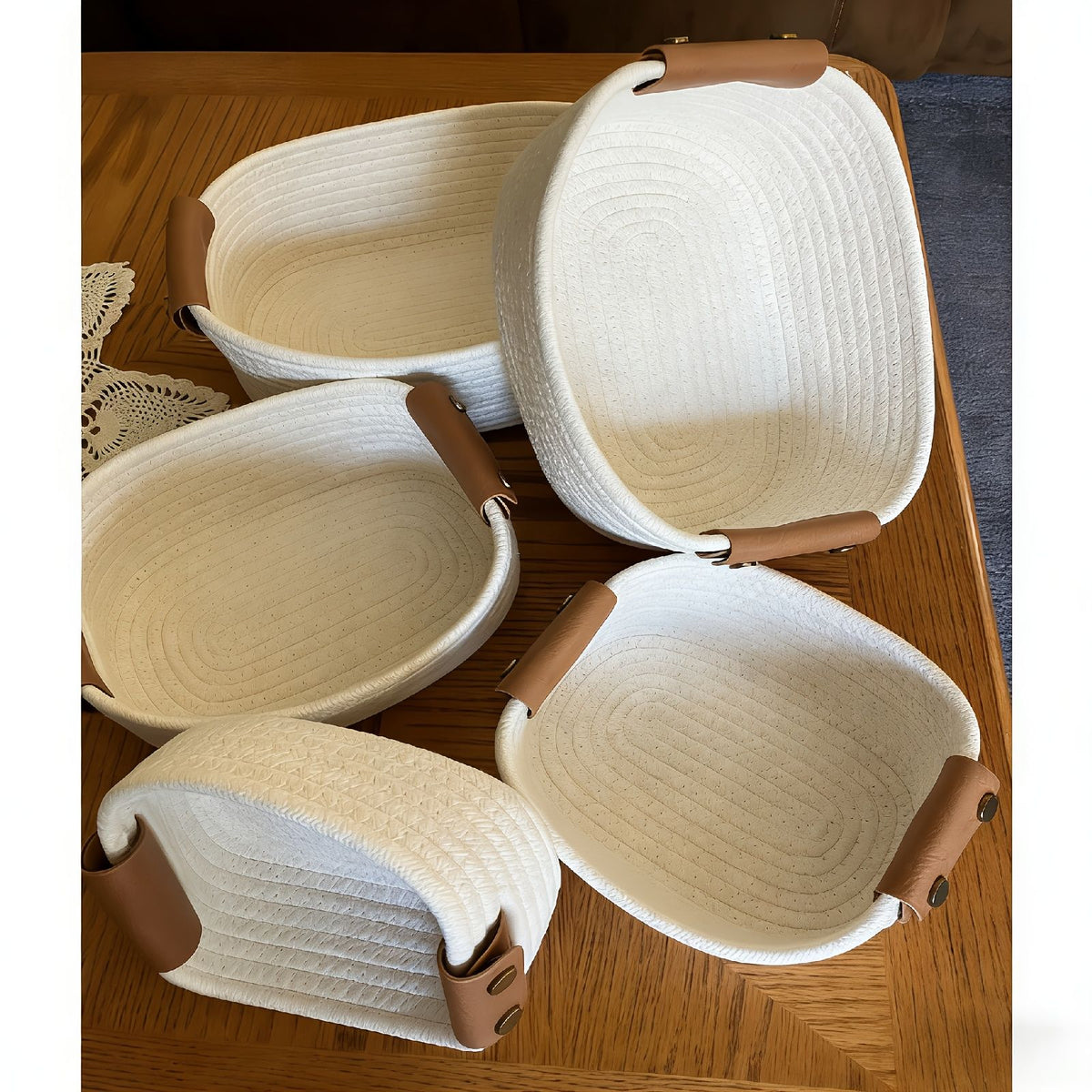 5-Piece Sturdy Rope Storage Basket Set