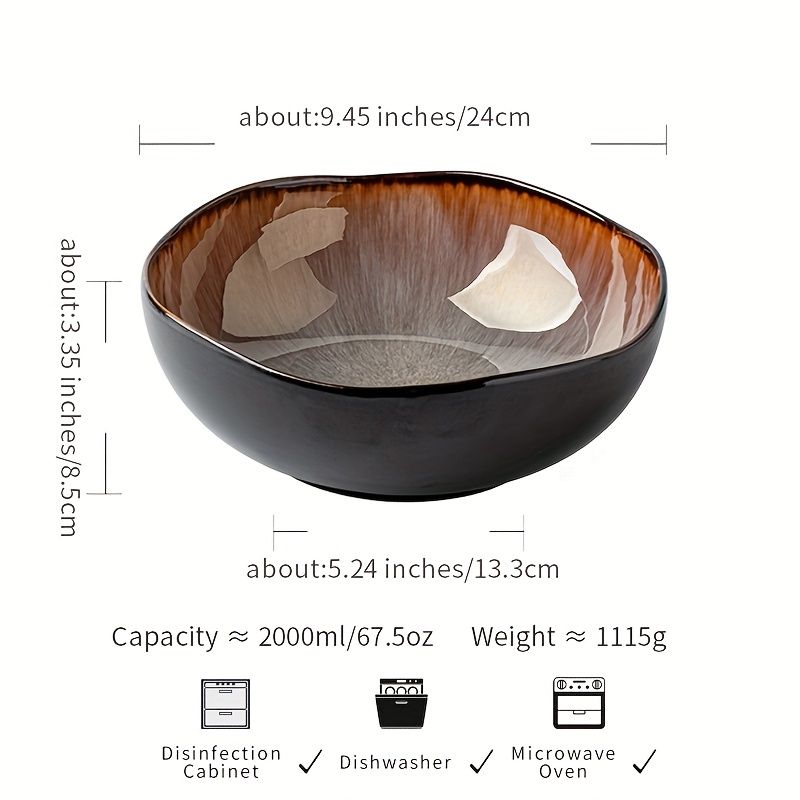 9.5 Inch Asymmetrical Ceramic Soup Bowl