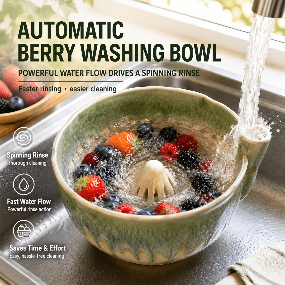 Ceramic Self-Cleaning Fruit Basket