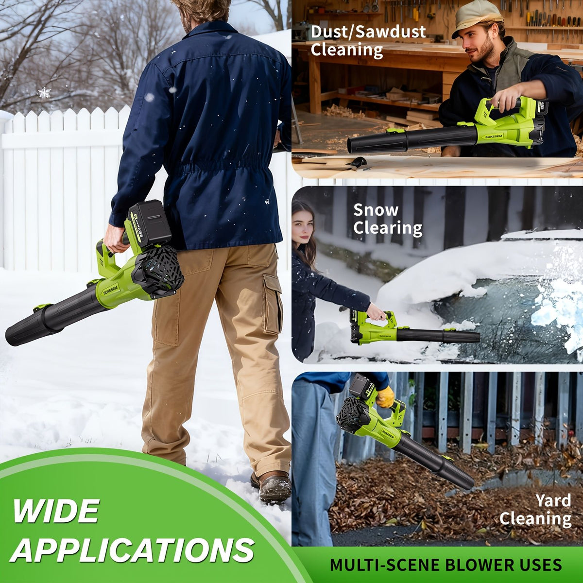 Cordless Electric Snow Blower 20V 4.0Ah Battery Handheld